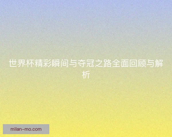 世界杯精彩瞬间与夺冠之路全面回顾与解析